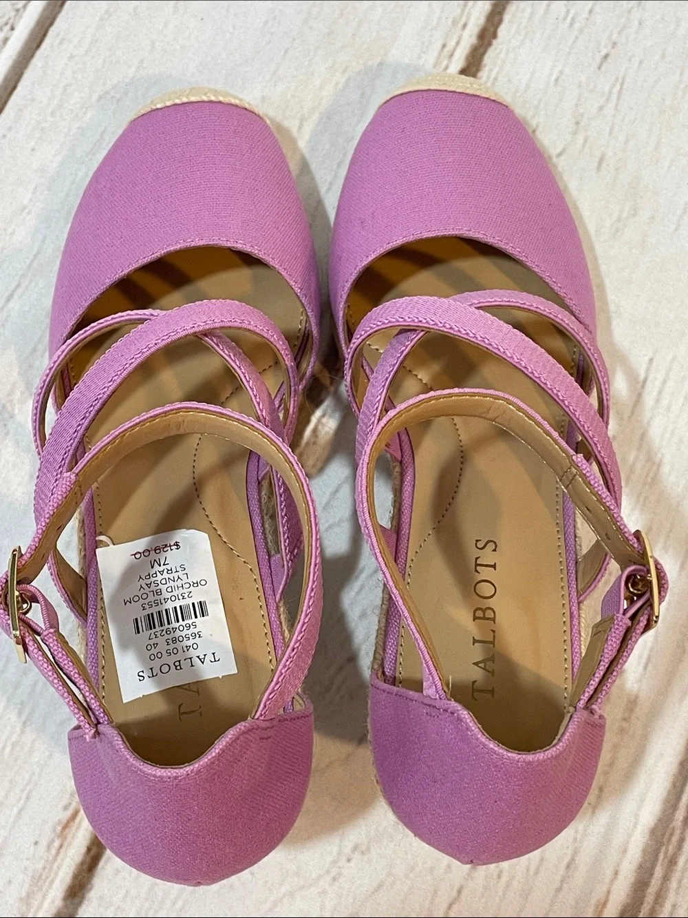 NWT Talbots Lilac Espadrille 7 Wedge Sandals Lyndsay Strappy Ankle Shoes NEW